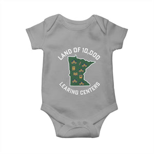 Land of 10000 Learing Centers Funny Minnesota Meme Baby Onesie Viral Education Typo Parody TS02 Sport Gray Print Your Wear