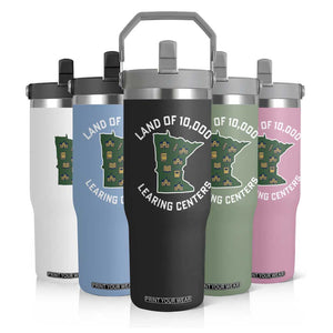 Land of 10000 Learing Centers Funny Minnesota Meme Flip Straw Tumbler Viral Education Typo Parody TS02 Print Your Wear