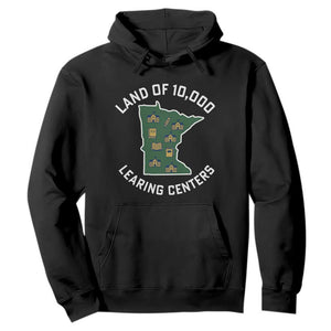 Land of 10000 Learing Centers Funny Minnesota Meme Hoodie Viral Education Typo Parody TS02 Black Print Your Wear