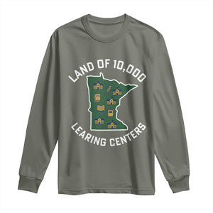 Land of 10000 Learing Centers Funny Minnesota Meme Long Sleeve Shirt Viral Education Typo Parody TS02 Military Green Print Your Wear