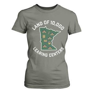 Land of 10000 Learing Centers Funny Minnesota Meme T Shirt For Women Viral Education Typo Parody TS02 Military Green Print Your Wear