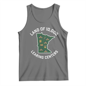 Land of 10000 Learing Centers Funny Minnesota Meme Tank Top Viral Education Typo Parody TS02 Black Heather Print Your Wear