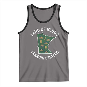 Land of 10000 Learing Centers Funny Minnesota Meme Tank Top Viral Education Typo Parody TS02 Deep Heather Black Print Your Wear