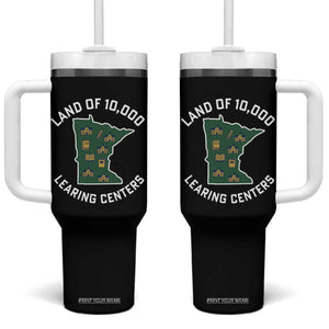 Land of 10000 Learing Centers Funny Minnesota Meme Tumbler With Handle Viral Education Typo Parody TS02 One Size: 40 oz Black Print Your Wear