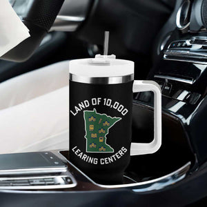 Land of 10000 Learing Centers Funny Minnesota Meme Tumbler With Handle Viral Education Typo Parody TS02 Print Your Wear