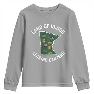 Land of 10000 Learing Centers Funny Minnesota Meme Youth Sweatshirt Viral Education Typo Parody TS02 Sport Gray Print Your Wear