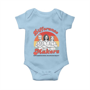 Difference Makers Teacher Appreciation Baby Onesie Empowering Minds & Advancing Equity Retro Educator TS02 Light Blue Print Your Wear