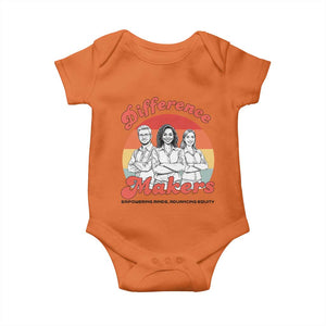 Difference Makers Teacher Appreciation Baby Onesie Empowering Minds & Advancing Equity Retro Educator TS02 Orange Print Your Wear