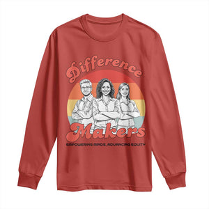 Difference Makers Teacher Appreciation Long Sleeve Shirt Empowering Minds & Advancing Equity Retro Educator TS02 Red Print Your Wear