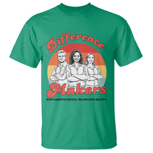 Difference Makers Teacher Appreciation T Shirt Empowering Minds & Advancing Equity Retro Educator TS02 Irish Green Print Your Wear