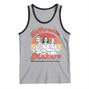Difference Makers Teacher Appreciation Tank Top Empowering Minds & Advancing Equity Retro Educator TS02 Athletic Heather Black Print Your Wear
