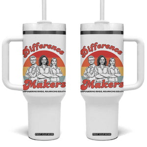 Difference Makers Teacher Appreciation Tumbler With Handle Empowering Minds & Advancing Equity Retro Educator TS02 One Size: 40 oz White Print Your Wear