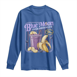 Blue Moon Over Brooklyn Banana Smoothie Aesthetic Long Sleeve Shirt Extra Banana Hockey Romance Retro Style TS02 Royal Blue Print Your Wear