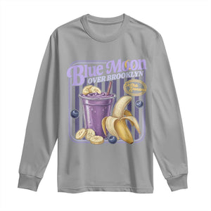 Blue Moon Over Brooklyn Banana Smoothie Aesthetic Long Sleeve Shirt Extra Banana Hockey Romance Retro Style TS02 Sport Gray Print Your Wear