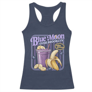 Blue Moon Over Brooklyn Banana Smoothie Aesthetic Racerback Tank Top Extra Banana Hockey Romance Retro Style TS02 Navy Print Your Wear