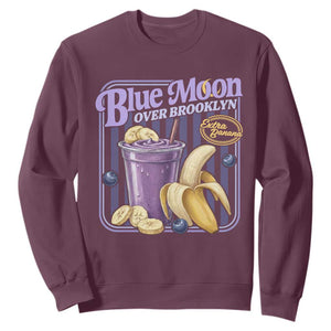 Blue Moon Over Brooklyn Banana Smoothie Aesthetic Sweatshirt Extra Banana Hockey Romance Retro Style TS02 Maroon Print Your Wear