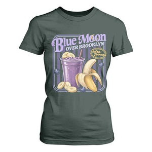 Blue Moon Over Brooklyn Banana Smoothie Aesthetic T Shirt For Women Extra Banana Hockey Romance Retro Style TS02 Dark Forest Green Print Your Wear
