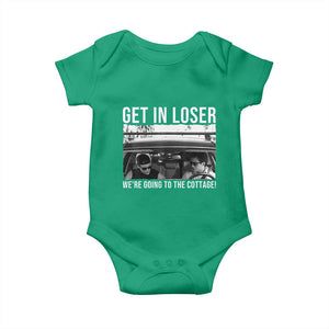 Get In Loser We're Going To The Cottage Baby Onesie Funny Hockey Romance Road Trip Summer TS02 Irish Green Print Your Wear