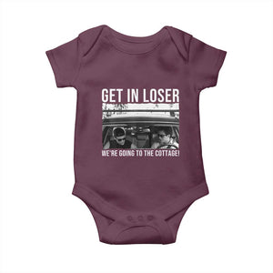 Get In Loser We're Going To The Cottage Baby Onesie Funny Hockey Romance Road Trip Summer TS02 Maroon Print Your Wear