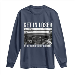 Get In Loser We're Going To The Cottage Long Sleeve Shirt Funny Hockey Romance Road Trip Summer TS02 Navy Print Your Wear