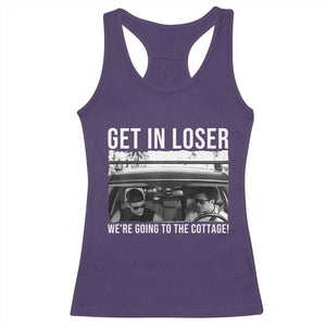 Get In Loser We're Going To The Cottage Racerback Tank Top Funny Hockey Romance Road Trip Summer TS02 Purple Print Your Wear
