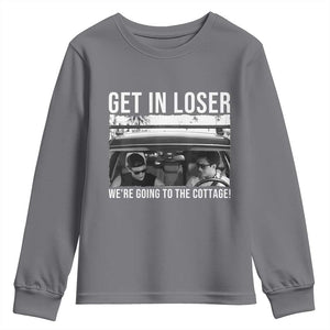 Get In Loser We're Going To The Cottage Youth Sweatshirt Funny Hockey Romance Road Trip Summer TS02 Charcoal Print Your Wear