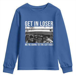 Get In Loser We're Going To The Cottage Youth Sweatshirt Funny Hockey Romance Road Trip Summer TS02 Royal Blue Print Your Wear