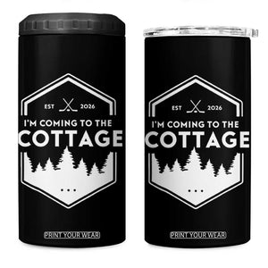 I'm Coming to the Cottage 4 in 1 Can Cooler Tumbler Rustic Outdoor Retro Forest Hockey Romance TS02 One Size: 16 oz Black Print Your Wear