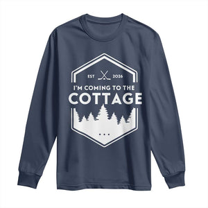 I'm Coming to the Cottage Long Sleeve Shirt Rustic Outdoor Retro Forest Hockey Romance TS02 Navy Print Your Wear
