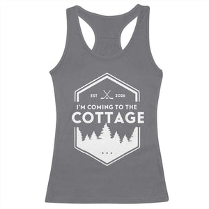 I'm Coming to the Cottage Racerback Tank Top - Rustic Outdoor Retro Forest Hockey Romance TS02 Charcoal Print Your Wear