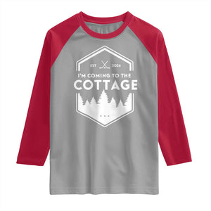I'm Coming to the Cottage Raglan Shirt Rustic Outdoor Retro Forest Hockey Romance TS02 Sport Gray Red Print Your Wear