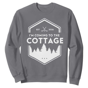 I'm Coming to the Cottage Sweatshirt Rustic Outdoor Retro Forest Hockey Romance TS02 Charcoal Print Your Wear