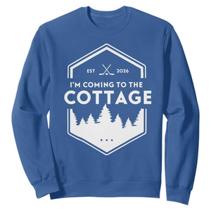 I'm Coming to the Cottage Sweatshirt Rustic Outdoor Retro Forest Hockey Romance TS02 Royal Blue Print Your Wear
