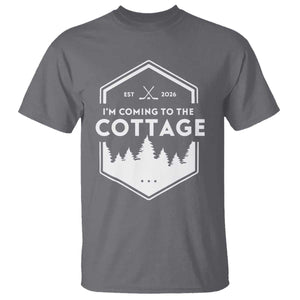 I'm Coming to the Cottage T Shirt - Rustic Outdoor Retro Forest Hockey Romance TS02 Charcoal Print Your Wear