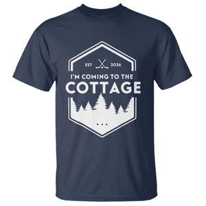 I'm Coming to the Cottage T Shirt - Rustic Outdoor Retro Forest Hockey Romance TS02 Navy Print Your Wear