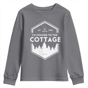 I'm Coming to the Cottage Youth Sweatshirt Rustic Outdoor Retro Forest Hockey Romance TS02 Charcoal Print Your Wear
