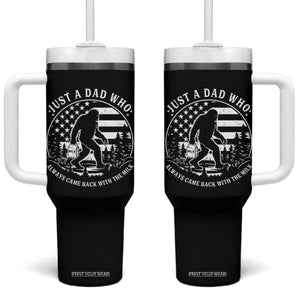 Just a Dad Who Came Back with the Milk Tumbler With Handle Funny Bigfoot Father's Day Sasquatch TS02 One Size: 40 oz Black Print Your Wear