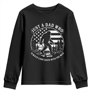 Just a Dad Who Came Back with the Milk Youth Sweatshirt Funny Bigfoot Father's Day Sasquatch TS02 Black Print Your Wear