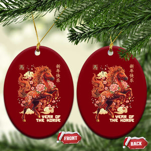 Year of the Horse Chinese New Year Ceramic Ornament Floral Zodiac Horse Lunar Festival TS02 Print Your Wear