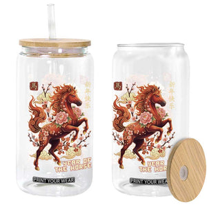 Year of the Horse Chinese New Year Glass Can Floral Zodiac Horse Lunar Festival TS02 Print Your Wear