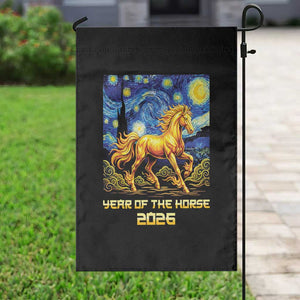 Year of the Horse Starry Night Inspired Graphic Garden Flag Golden Horse Chinese Zodiac Art TS02 Print Your Wear