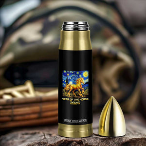 Year of the Horse Starry Night Inspired Graphic Bullet Tumbler Golden Horse Chinese Zodiac Art TS02 Print Your Wear