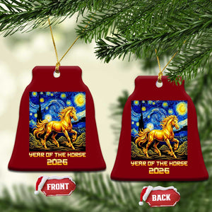 Year of the Horse Starry Night Inspired Graphic Ceramic Ornament Golden Horse Chinese Zodiac Art TS02 Print Your Wear