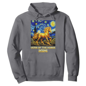 Year of the Horse Starry Night Inspired Graphic Hoodie Golden Horse Chinese Zodiac Art TS02 Charcoal Print Your Wear