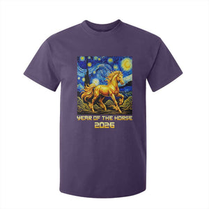 Year of the Horse Starry Night Inspired Graphic T Shirt For Kid Golden Horse Chinese Zodiac Art TS02 Purple Print Your Wear
