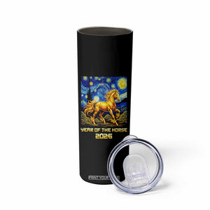 Year of the Horse Starry Night Inspired Graphic Skinny Tumbler Golden Horse Chinese Zodiac Art TS02 Print Your Wear