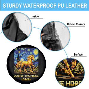 Year of the Horse Starry Night Inspired Graphic Spare Tire Cover Golden Horse Chinese Zodiac Art TS02 Print Your Wear