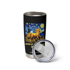 Year of the Horse Starry Night Inspired Graphic Tumbler Cup Golden Horse Chinese Zodiac Art TS02 Print Your Wear