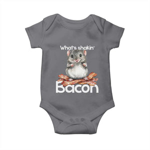 What is Shakin Bacon Funny Mouse Baby Onesie Pun Animal Humor TS02 Charcoal Print Your Wear