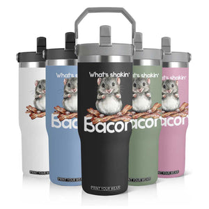 What is Shakin Bacon Funny Mouse Flip Straw Tumbler Pun Animal Humor TS02 Print Your Wear